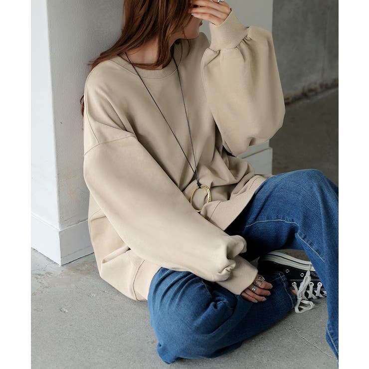 ベージュ | スウェット ロング ボリュームスリーブ | HUG.U