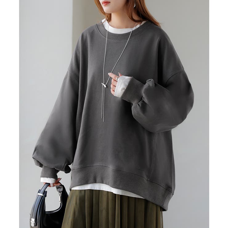 ダークグレー | スウェット ロング ボリュームスリーブ | HUG.U