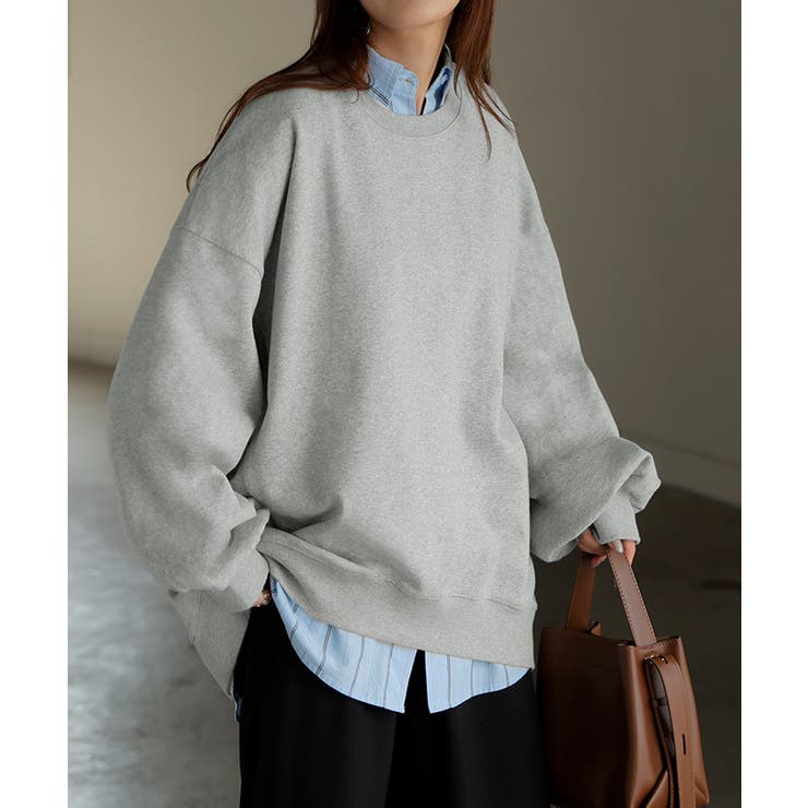 メランジグレー | スウェット ロング ボリュームスリーブ | HUG.U