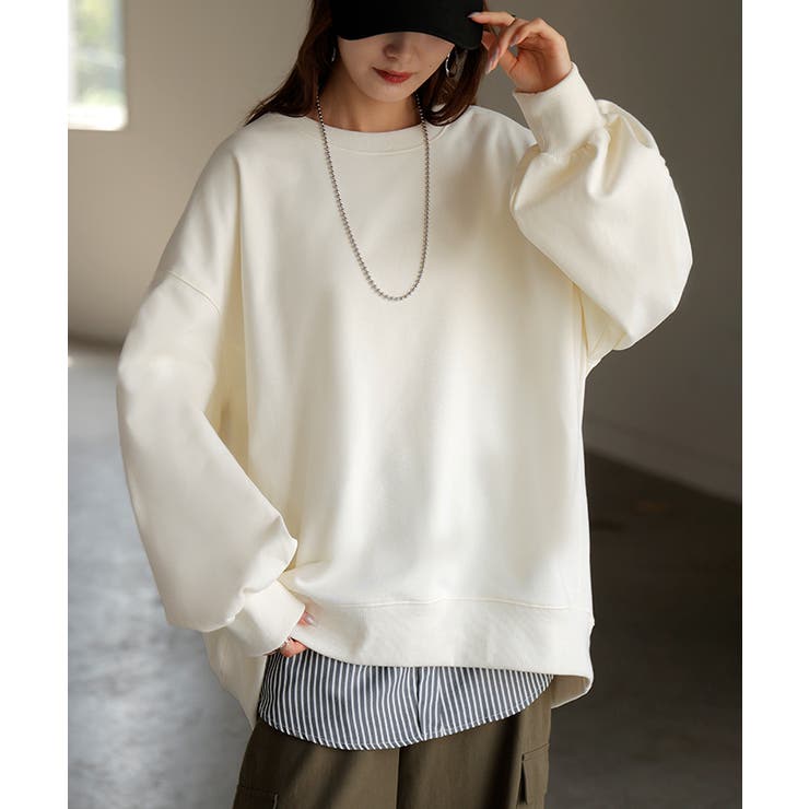 ホワイト | スウェット ロング ボリュームスリーブ | HUG.U