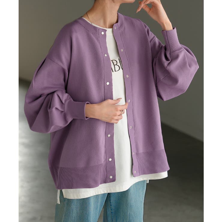 ラベンダー | カーディガン スポンジニット 軽量 | HUG.U