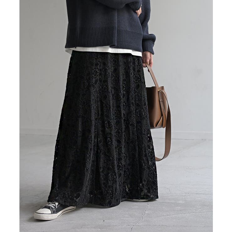ブラック | スカート ベロア レース | HUG.U