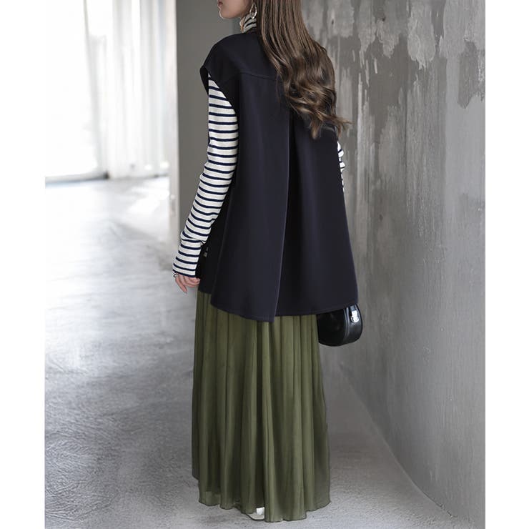 ネイビー | ベスト ジレ ロングベスト | HUG.U