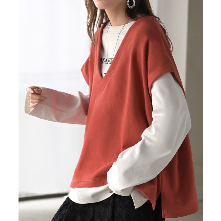 レッド | ベスト 深V ウラケ | HUG.U