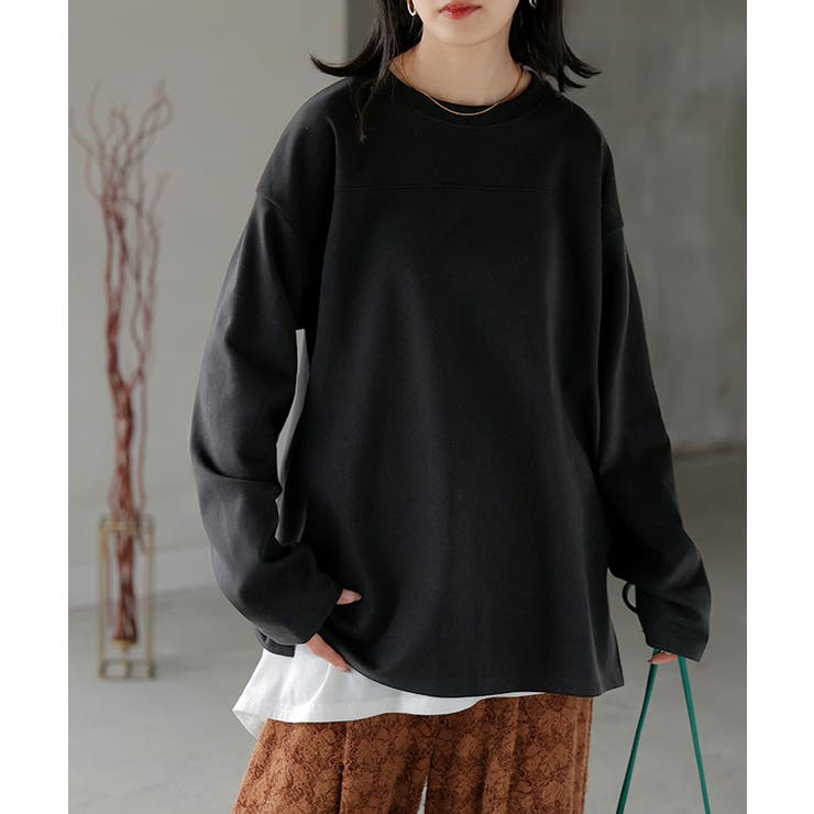 ブラック | カットソー ロンT ポンチ | HUG.U