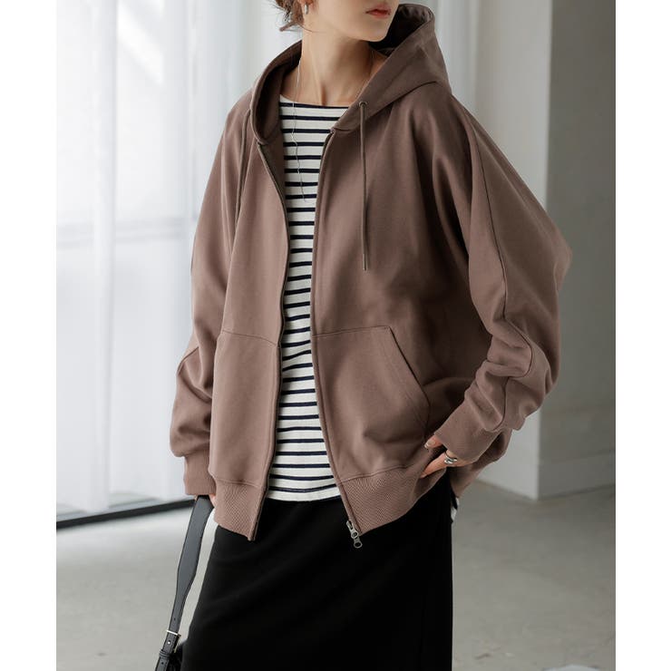 モカブラウン | パーカー ドルマン ダブルジップ | HUG.U