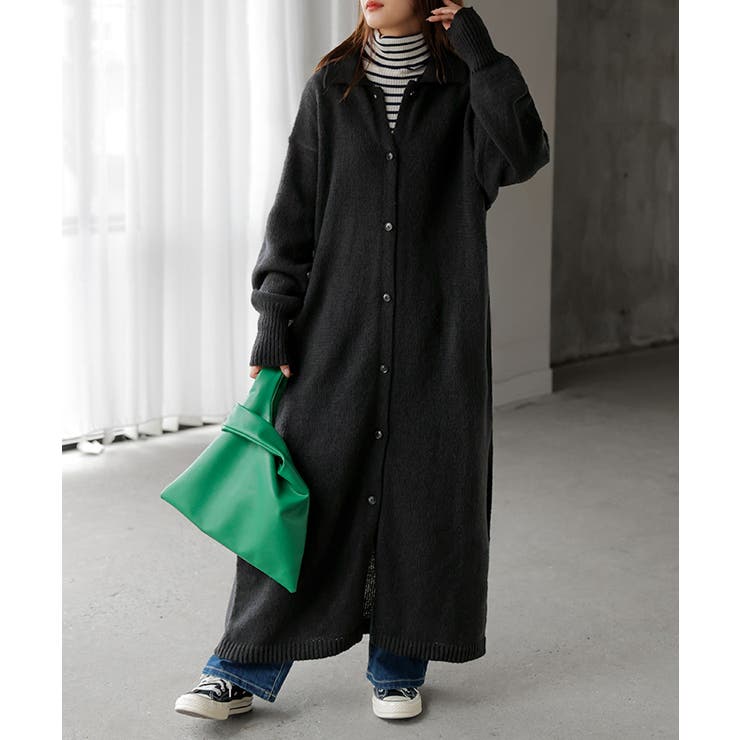 ブラック | カーディガン ロング カシミヤタッチ | HUG.U