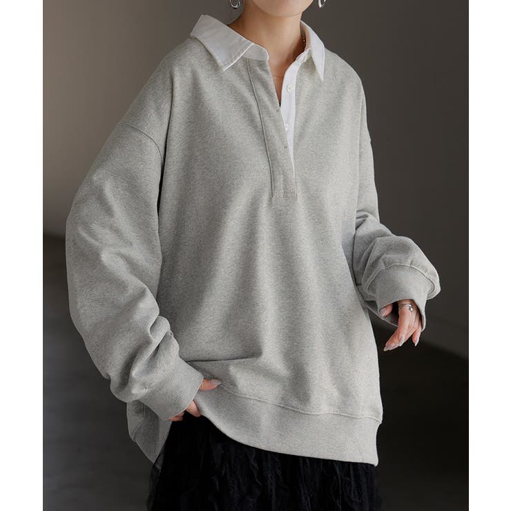 メランジグレー | ラガーシャツ スウェット チュニック | HUG.U