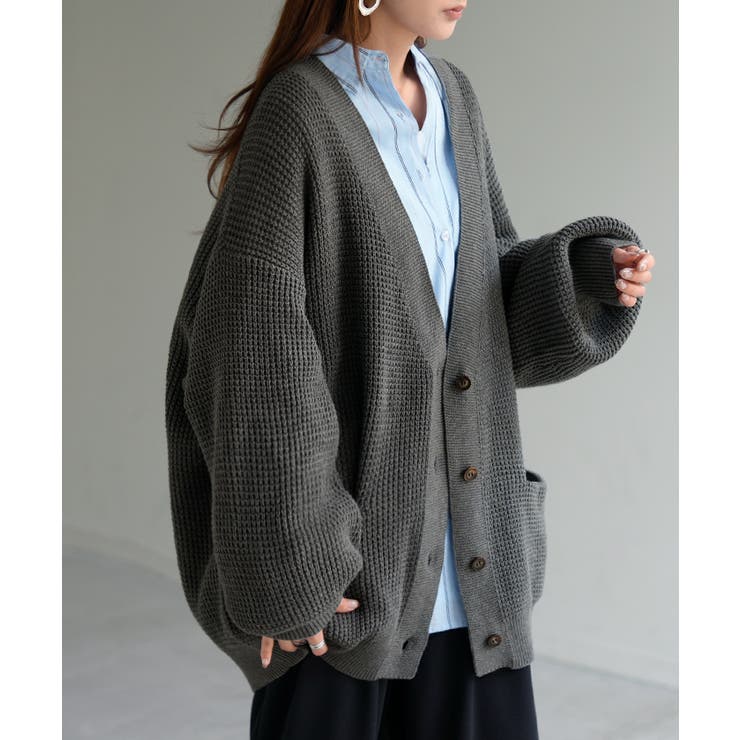 ストーングレー | カーディガン ワッフル 綿100 | HUG.U