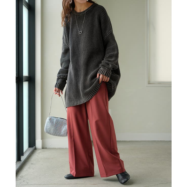 ブラック | ニット 片畦編み 綿100 | HUG.U