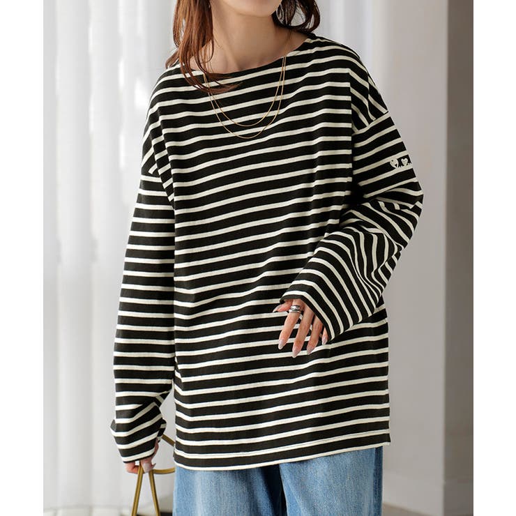 ブラック×ホワイト | カットソー ロンT ボーダー | HUG.U