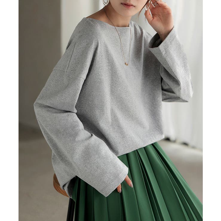 メランジグレー | カットソー ロンT ボーダー | HUG.U