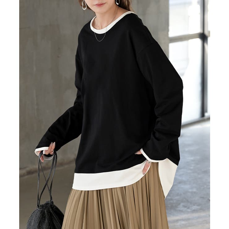 ブラック | ロンT レイヤード 風 | HUG.U