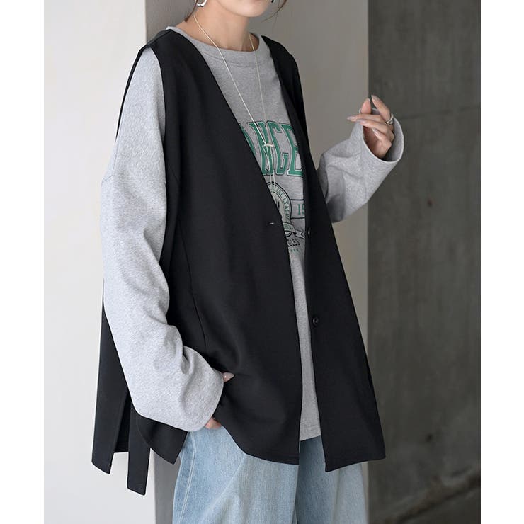 ジレ ロング 深V | HUG.U | 詳細画像8 