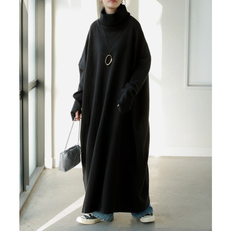 ブラック | ワンピース ニット タートルネック | HUG.U