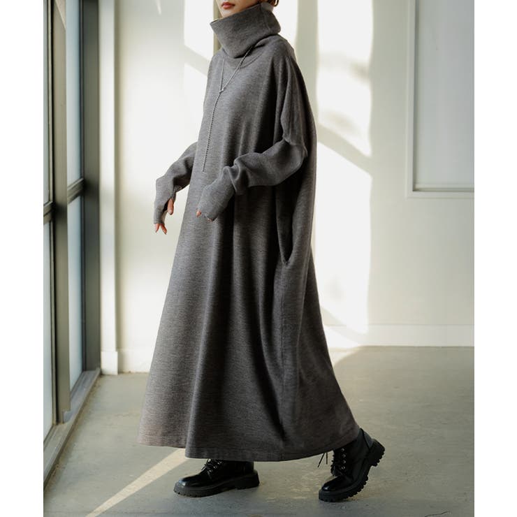 ストーングレー | ワンピース ニット タートルネック | HUG.U