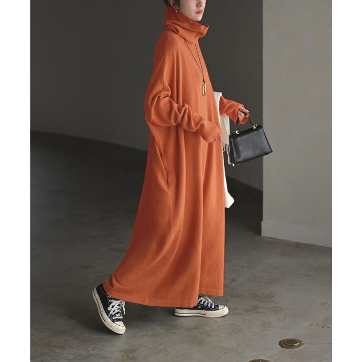 テラコッタ | ワンピース ニット タートルネック | HUG.U