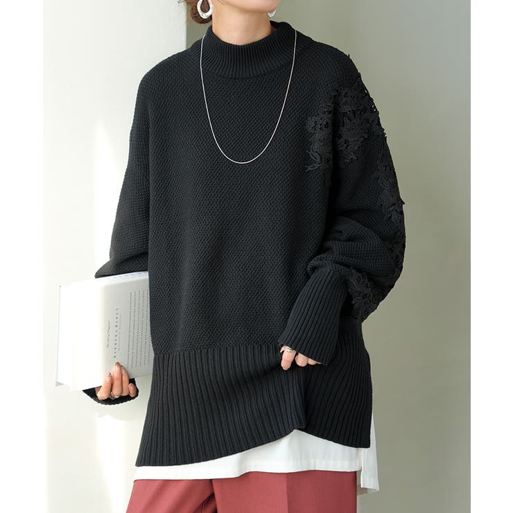 ブラック | ニット レース 鹿の子 | HUG.U