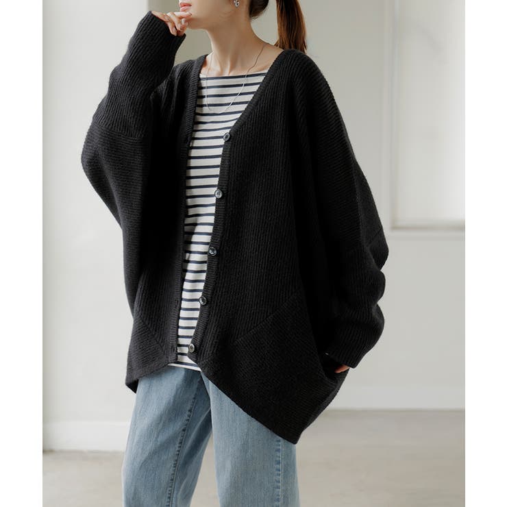 ブラック | カーディガン ニット ドルマン | HUG.U