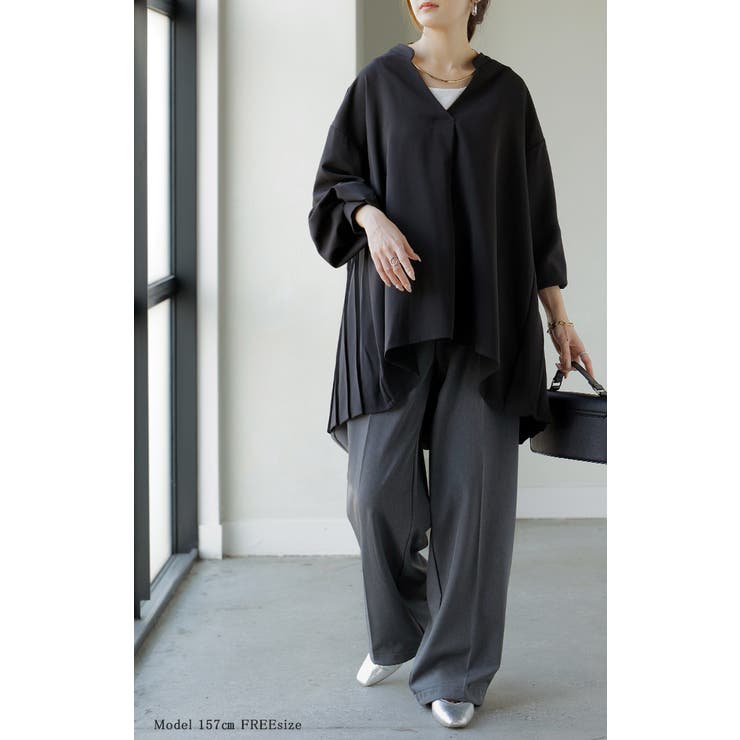 シャツ バックプリーツ ブラウス | HUG.U | 詳細画像6 