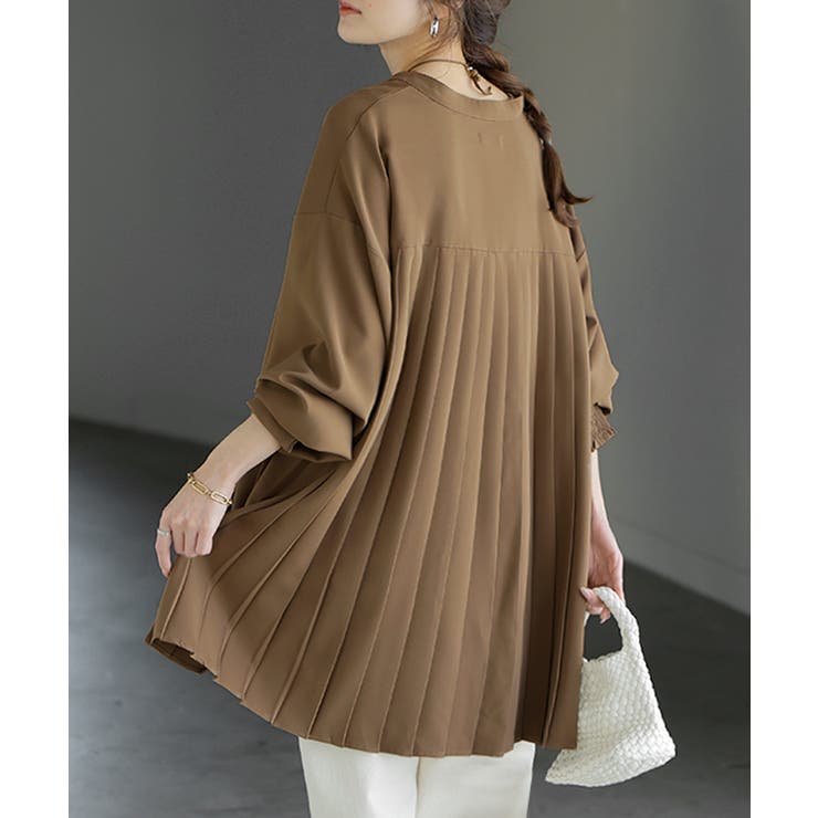 ブラウン | シャツ バックプリーツ ブラウス | HUG.U