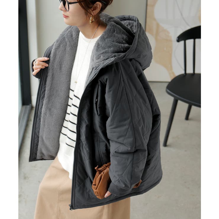 アースグレー | アウター 中綿 キルティング | HUG.U