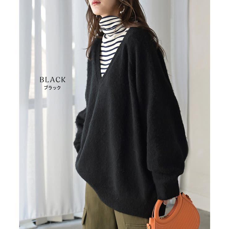 ニット Vネック モヘアタッチ[品番：HHHW0005275]｜HUG.U（ハグユー