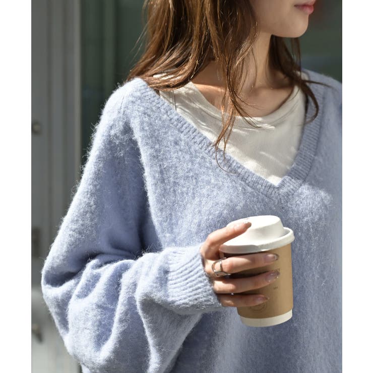 ニット Vネック モヘアタッチ | HUG.U | 詳細画像7 