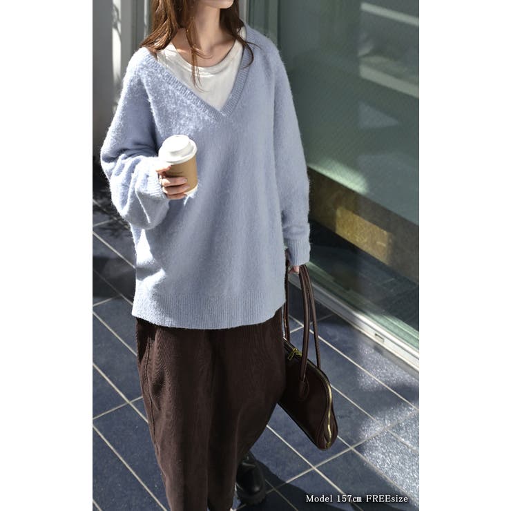 ニット Vネック モヘアタッチ | HUG.U | 詳細画像9 