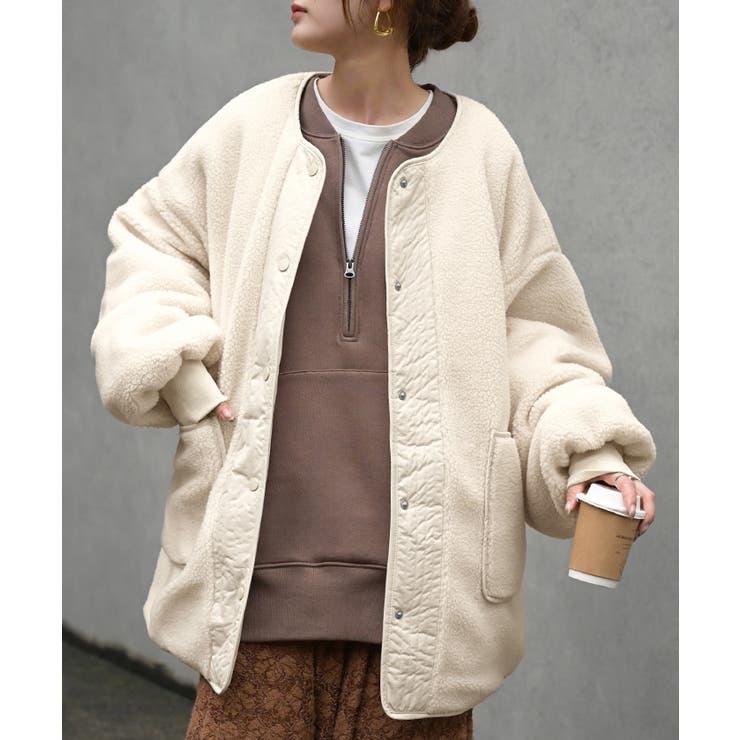 オフホワイト | アウター リバーシブル ボア | HUG.U