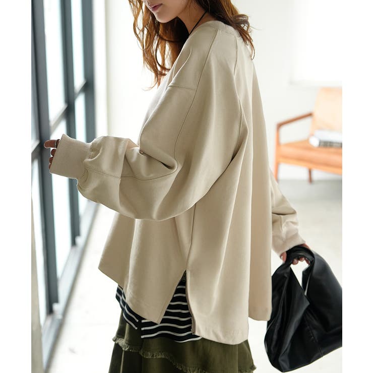 サンドベージュ | スウェット ファスナー スリット | HUG.U