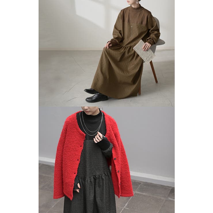 ワンピース 異素材 ジャガード | HUG.U | 詳細画像4 