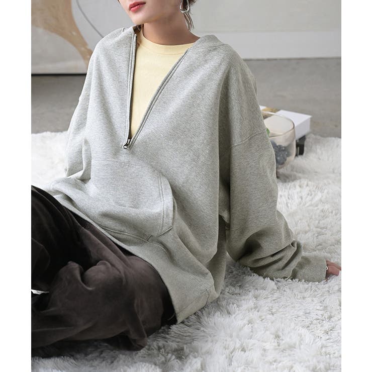 スウェット 裏起毛 ハーフジップ | HUG.U | 詳細画像3 