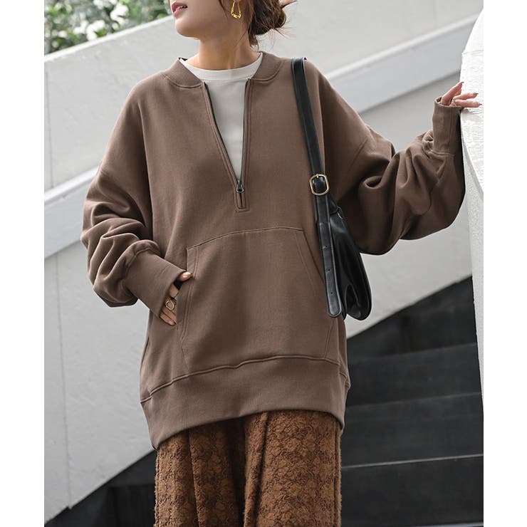 スウェット 裏起毛 ハーフジップ | HUG.U | 詳細画像5 