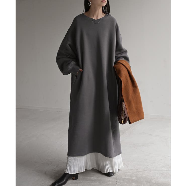 ダークグレー | ワンピース 綿100％ 裏起毛 | HUG.U