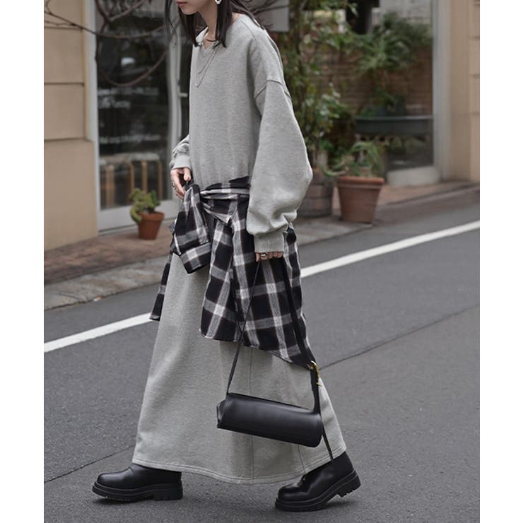 メランジグレー | ワンピース 綿100％ 裏起毛 | HUG.U