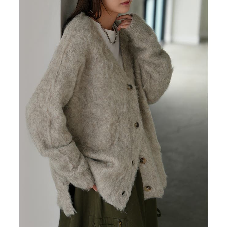 オーツベージュ | カーディガン ニット シャギー | HUG.U