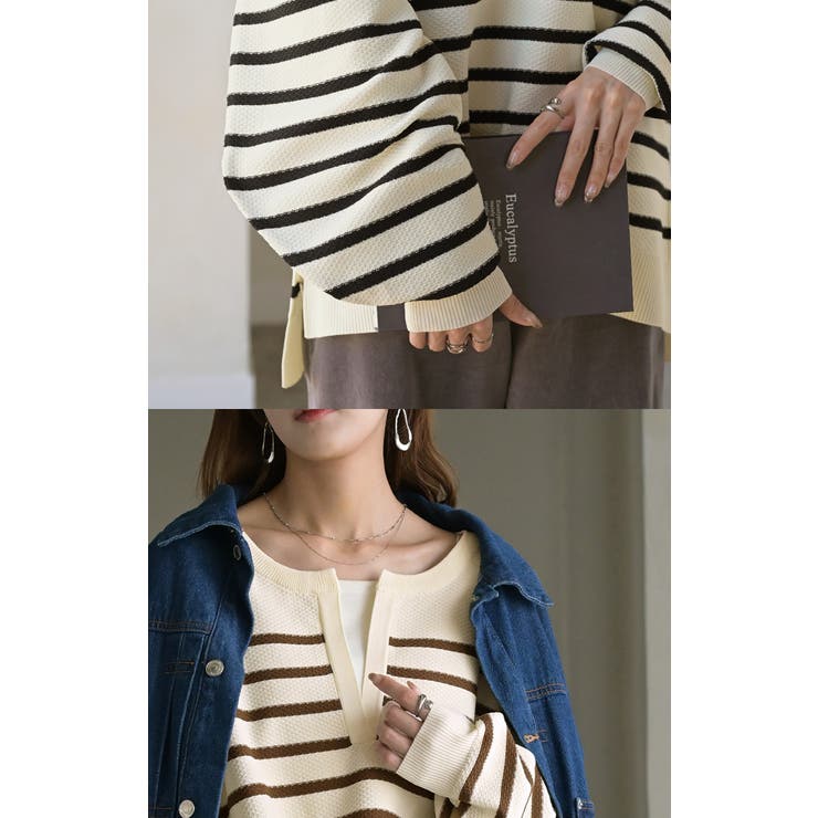 ニット ボーダー スポンジニット | HUG.U | 詳細画像3 