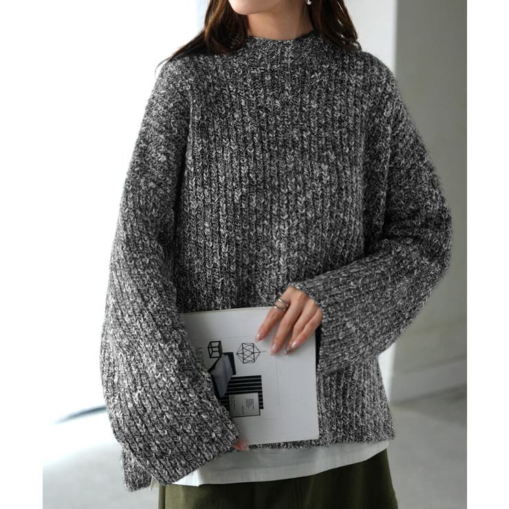 メランジブラック | ニット メランジ ボトルネック | HUG.U