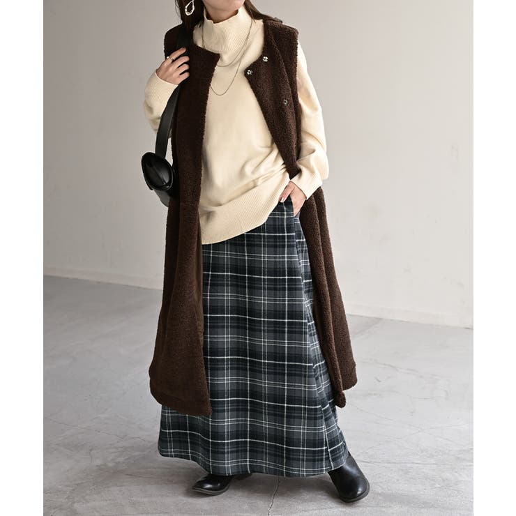 スモークグレー | スカート ロング チェック | HUG.U