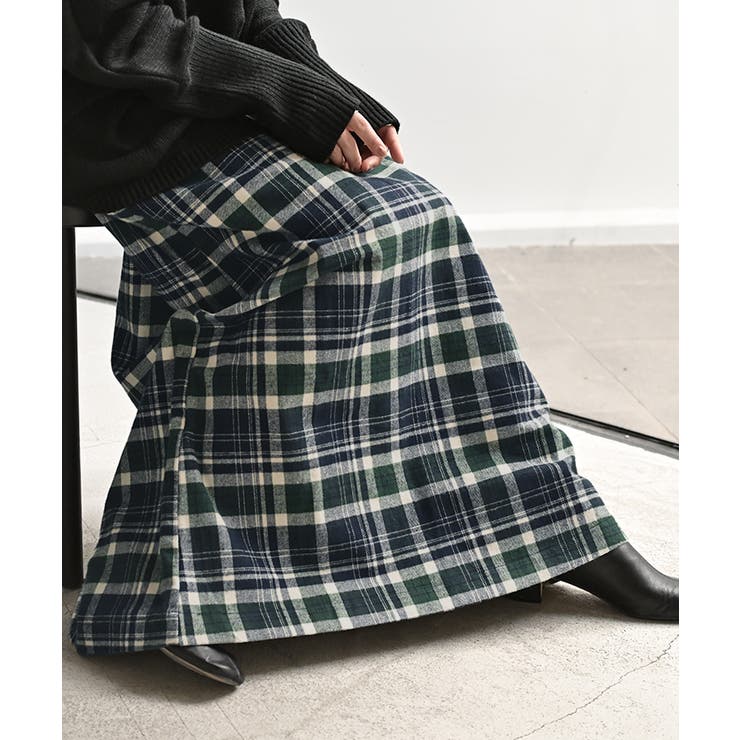 グリーン | スカート ロング チェック | HUG.U