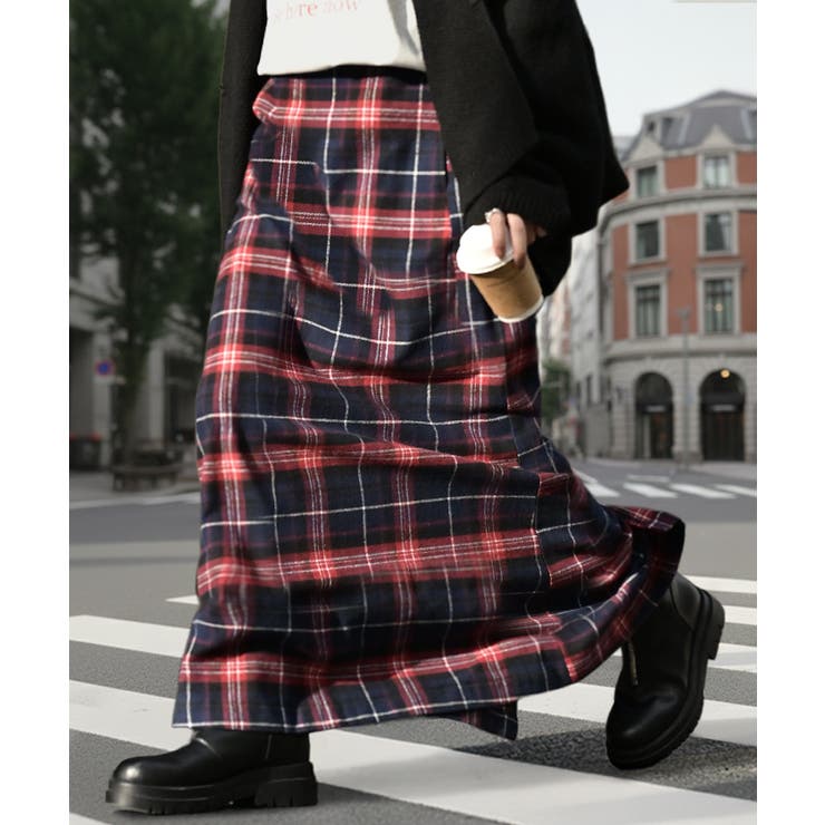 レッド | スカート ロング チェック | HUG.U