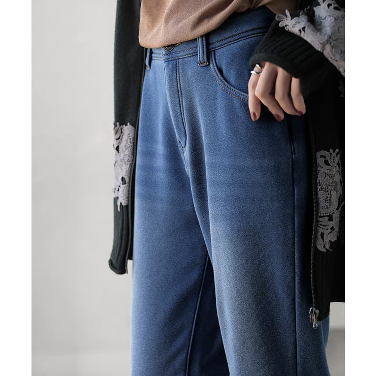 パンツ デニム風 裏シャギー | HUG.U | 詳細画像15 