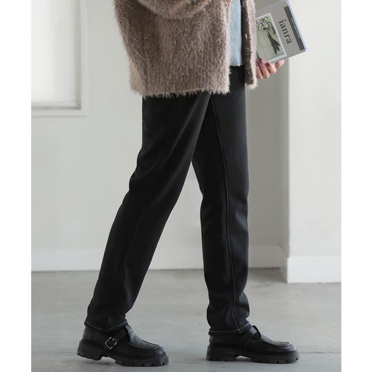 ブラック | パンツ デニム風 裏シャギー | HUG.U