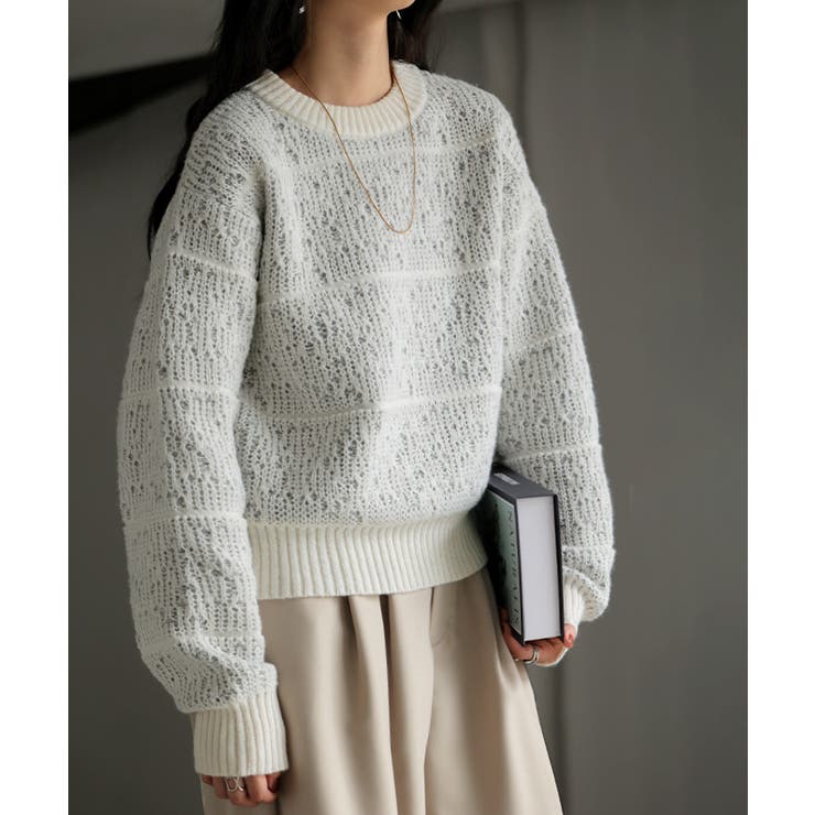 ミストグレー | ニット ジャガード 配色 | HUG.U