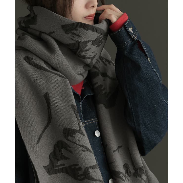 ストーングレー | ストール 花柄 ニット | HUG.U