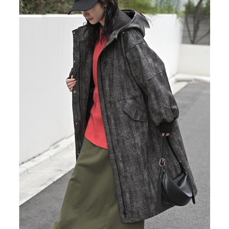 ブラック | アウター ロング パーカー | HUG.U