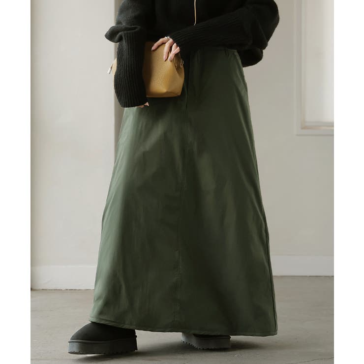 カーキ | スカート 裏起毛 中綿 | HUG.U