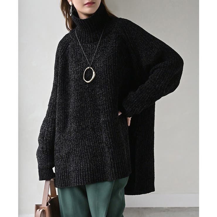 スモークブラック | ニット モールニット タートルネック | HUG.U