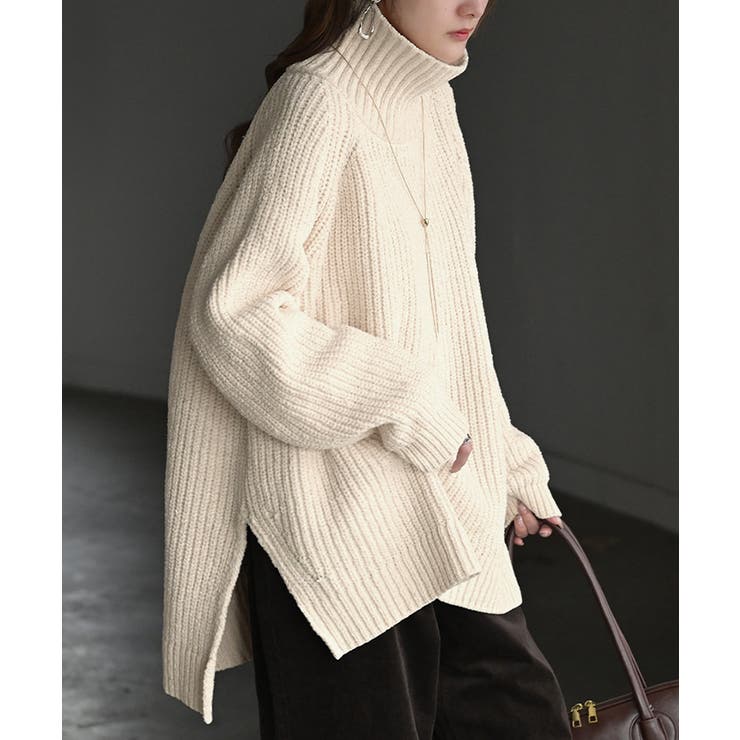 ホワイト | ニット モールニット タートルネック | HUG.U